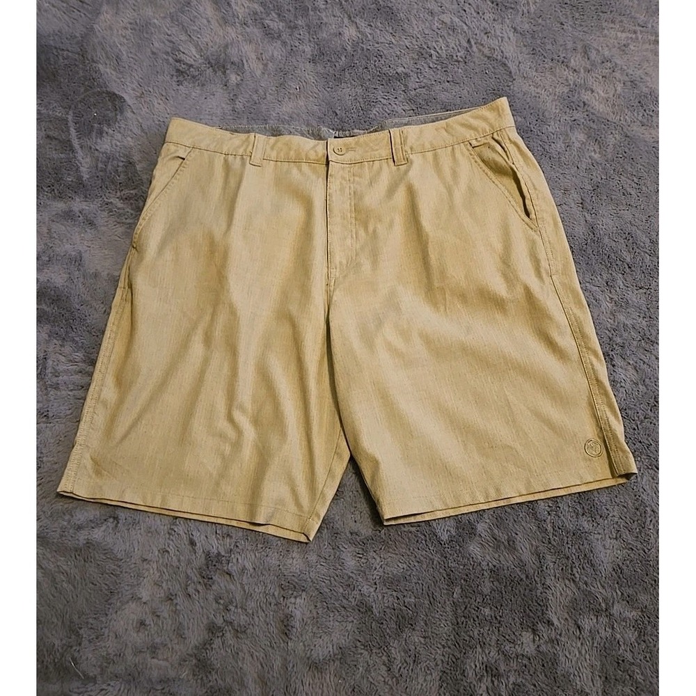 Hang‎ Ten Golf Shorts Mens 40 Beige Khaki Hybrid Performance Stretch Flat Front
